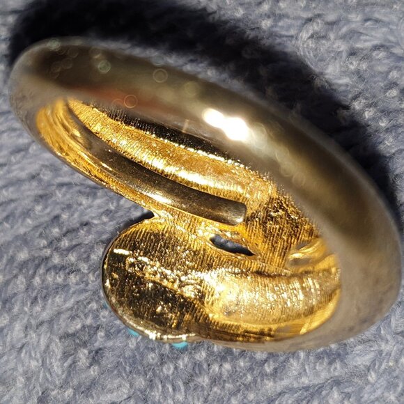 Amazing Precious Vintage 15K Yellow Gold & Turquoise Statement Ring - Picture 4 of 17
